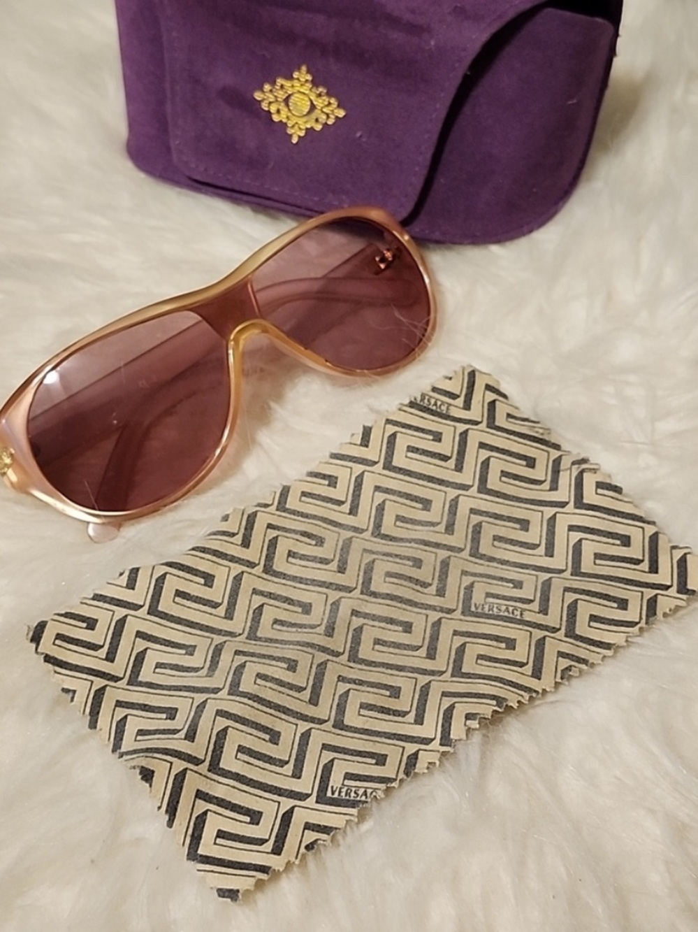 VERSACE RARE Archival Vintage Y2K 90s Pink Tint Shield Sunglasses MOD 439 G10